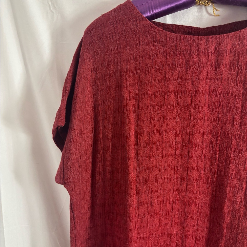 NWT Brick Red Soft Surroundings Remi Gauze Slip Linen Blend Shirt Dress Size M - Picture 14 of 16